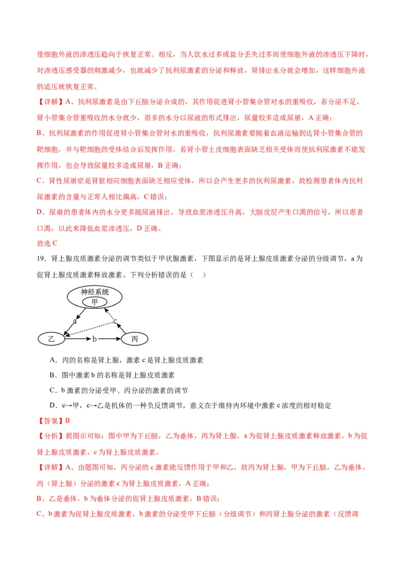专题27体液调节（解析版)_2024年新高考资料_3.2024专项复习_备战2024年高考生物一轮复习重难点专项突破_专题27体液调节-备战2024年高考生物一轮复习重难点专项突破