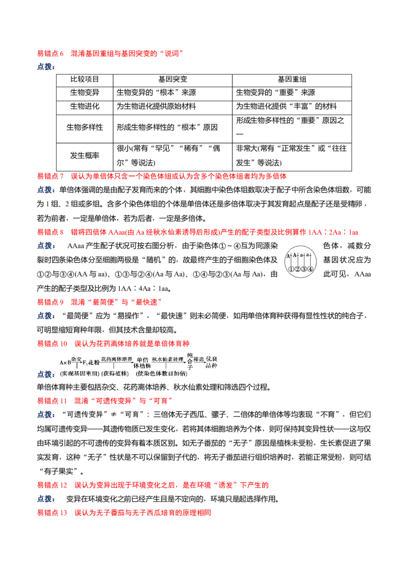 宝典11生物的变异（原卷版）_2024年新高考资料_1.2024一轮复习_2024年高考生物一轮复习知识清单