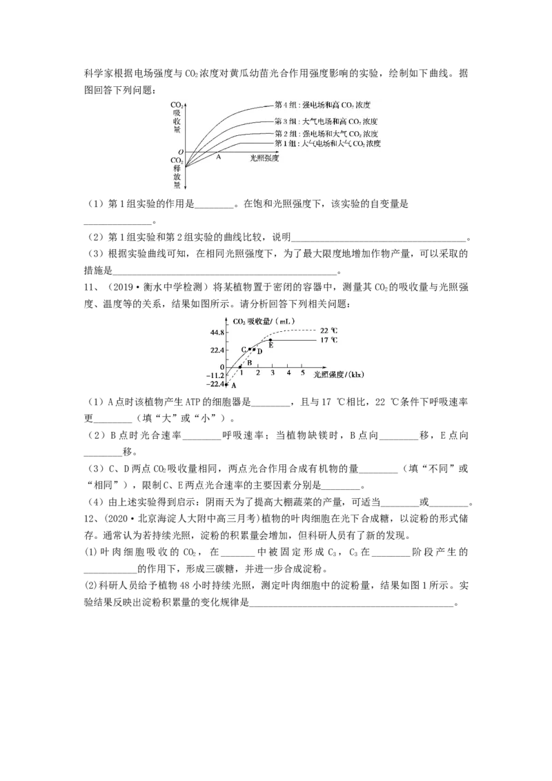 专题09光合作用（精练）（原卷版）_2024年新高考资料_1.2024一轮复习_备战2024年高考生物一轮复习串讲精练（新高考专用）
