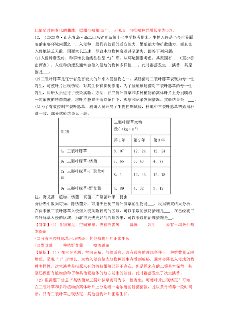 专题19种群和群落（解析版）_2024年新高考资料_1.2024一轮复习_备战2024年高考生物一轮复习抢分特训（全国通用）_专题19种群和群落-备战2024年高考生物一轮复习抢分特训（全国通用）