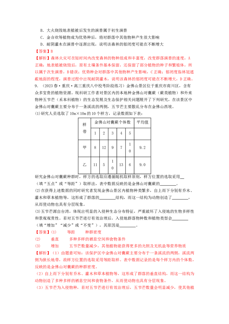 专题19种群和群落（解析版）_2024年新高考资料_1.2024一轮复习_备战2024年高考生物一轮复习抢分特训（全国通用）_专题19种群和群落-备战2024年高考生物一轮复习抢分特训（全国通用）