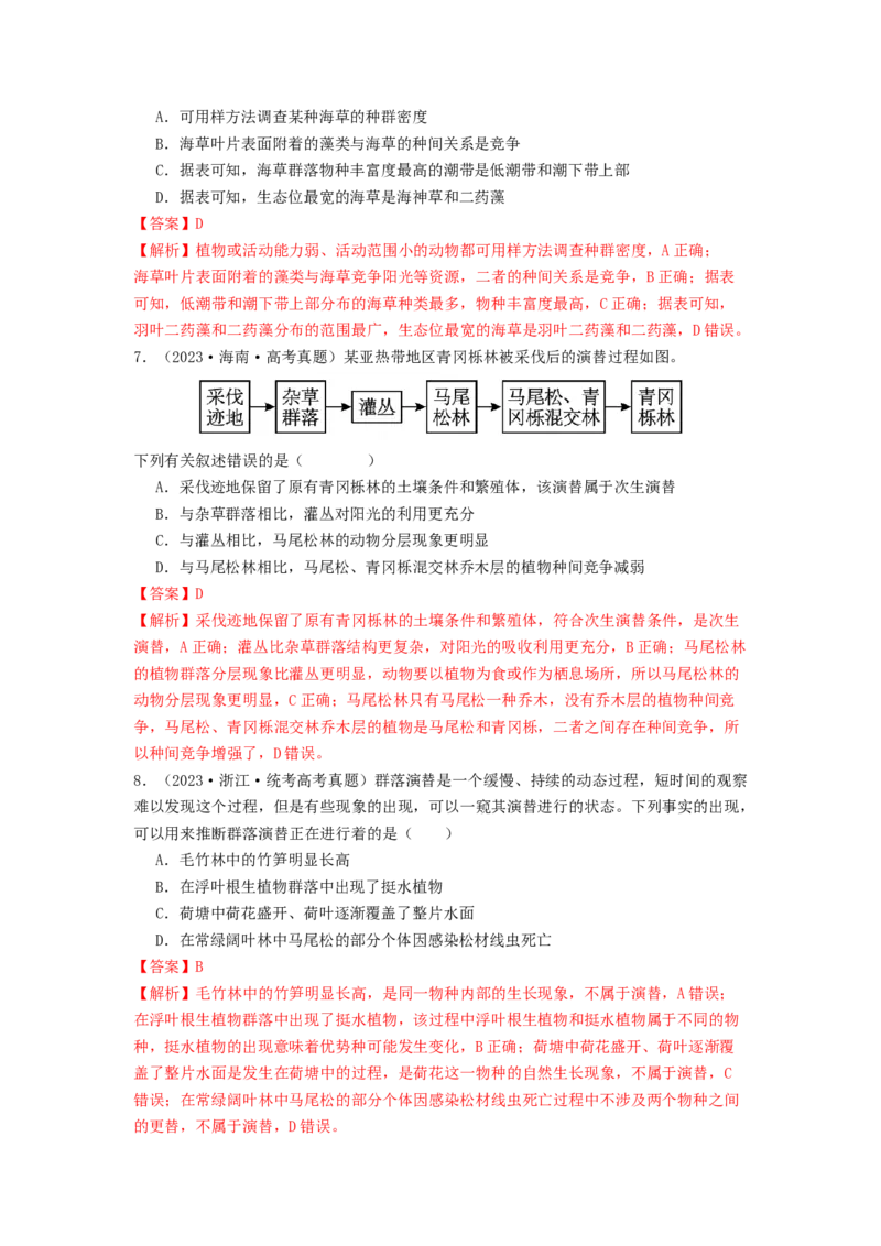 专题19种群和群落（解析版）_2024年新高考资料_1.2024一轮复习_备战2024年高考生物一轮复习抢分特训（全国通用）_专题19种群和群落-备战2024年高考生物一轮复习抢分特训（全国通用）