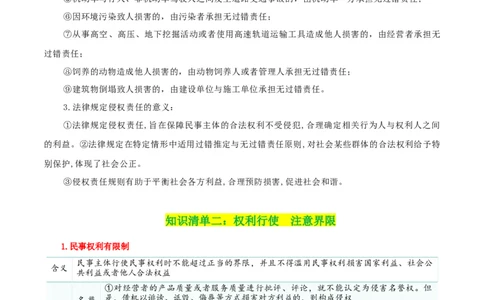 专题39侵权责任与权利界限_新高考复习资料_2024年新高考资料_一轮复习资料_口袋书2024年高考政治一轮复习知识清单（新高考通用）