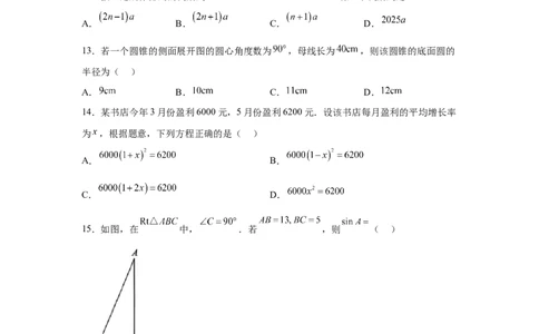 2025年云南省中考数学真题_2.2015-2025年中考数学_2.2025各省市数学_云南