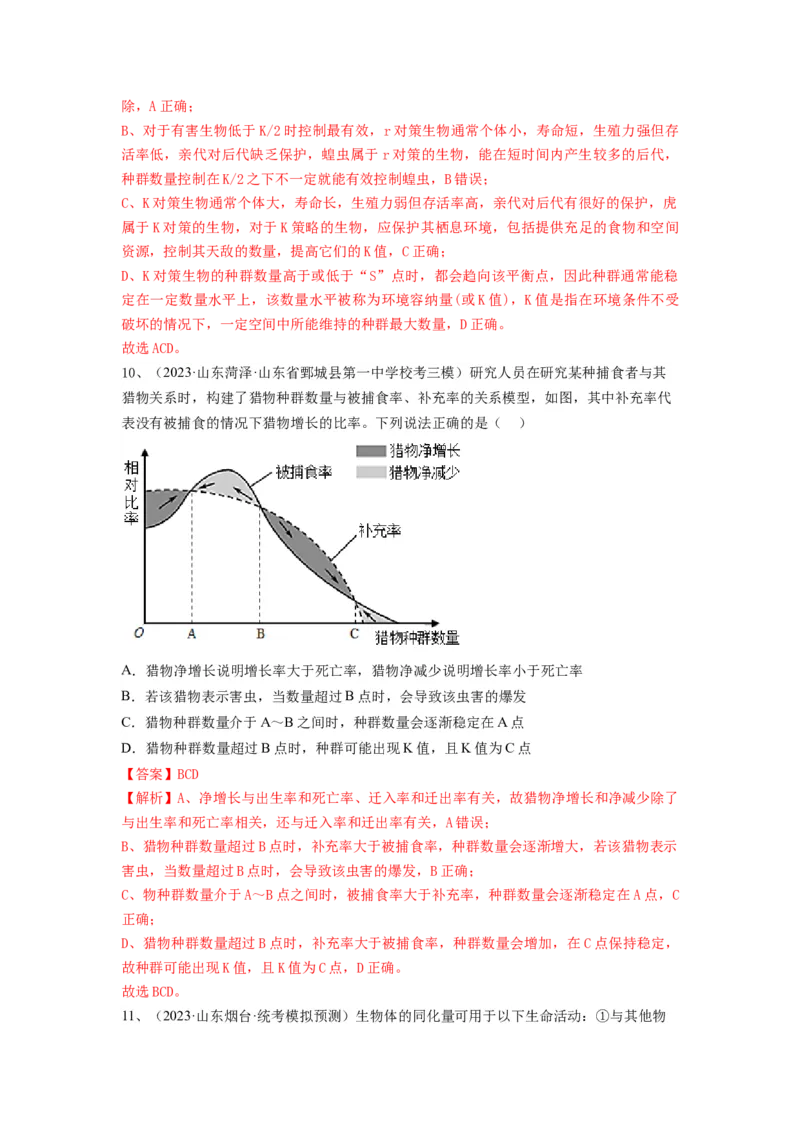 专题28种群的特征和数量变化（精练）（解析版）_2024年新高考资料_1.2024一轮复习_备战2024年高考生物一轮复习串讲精练（新高考专用）