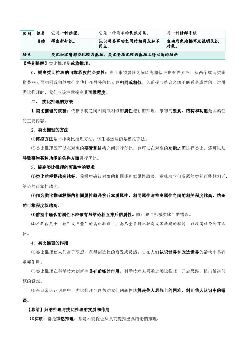 第07课学会归纳与类比推理（精品讲义）_新高考复习资料_2024年新高考资料_一轮复习资料_完2024年高考政治一轮复习考点帮（课件+讲义+练习）（新教材新高考）