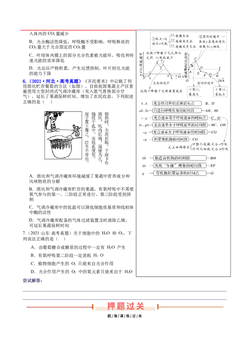 押新高考卷分子与细胞（原卷版）-备战2024年高考生物临考题号押题（新高考通用）_2024年新高考资料_5.2024三轮冲刺_备战2024年高考生物临考题号押题（新高考通用）322745222
