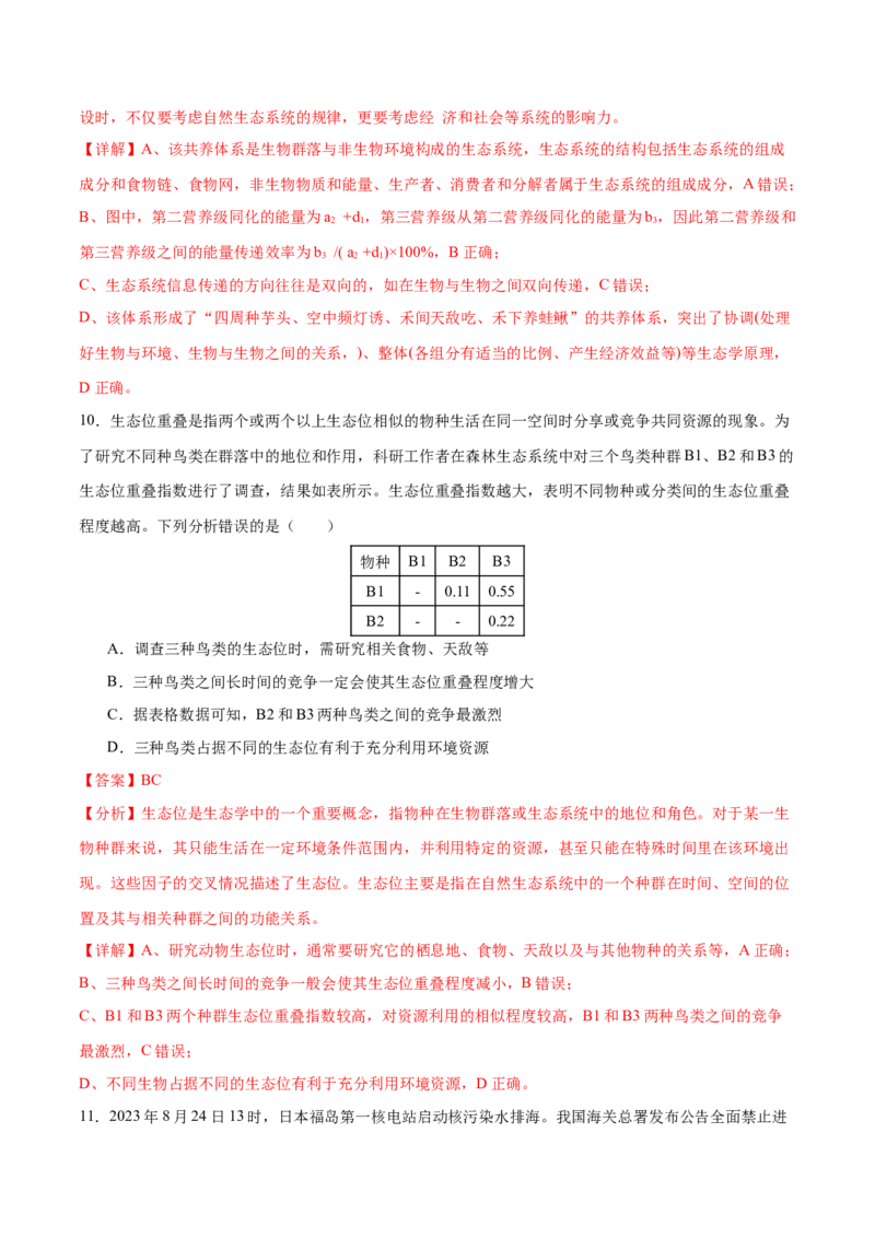 押新高考卷生物与环境（解析版）-备战2024年高考生物临考题号押题（新高考通用）_2024年新高考资料_5.2024三轮冲刺_备战2024年高考生物临考题号押题（新高考通用）322745222