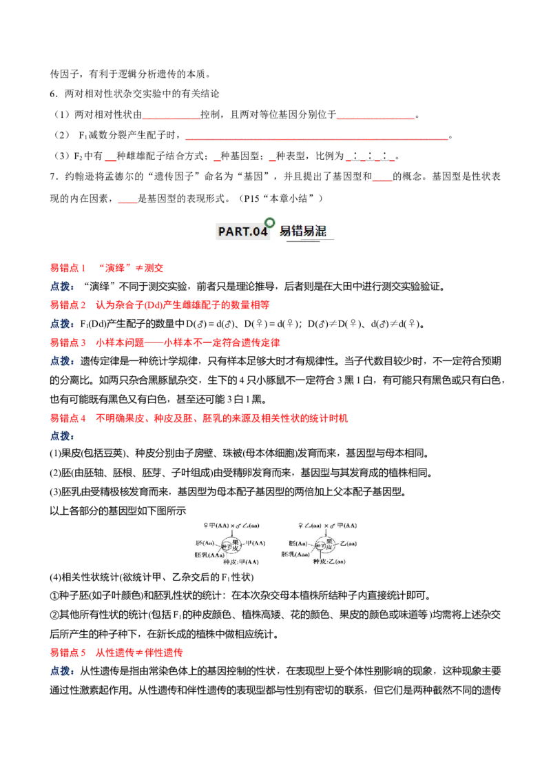 宝典09基因的分离定律和自由组合定律（原卷版）_2024年新高考资料_1.2024一轮复习_2024年高考生物一轮复习知识清单