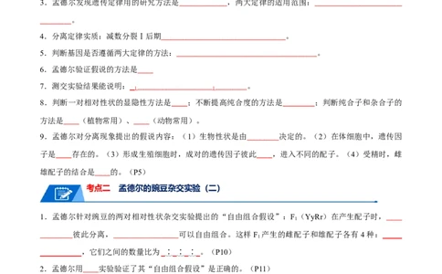宝典09基因的分离定律和自由组合定律（原卷版）_2024年新高考资料_1.2024一轮复习_2024年高考生物一轮复习知识清单