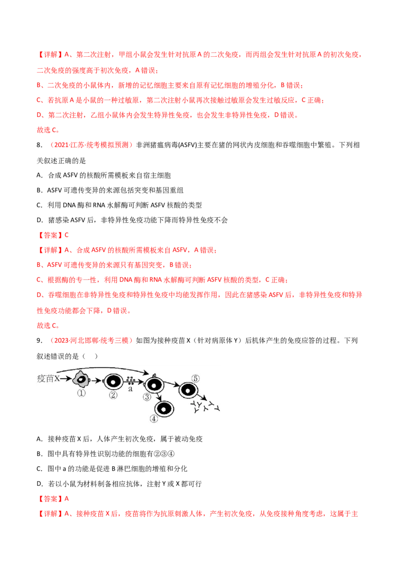 专题11免疫调节（解析版）_2024年新高考资料_3.2024专项复习_备战2024年高考生物一轮复习重难点突破讲解与训练（新教材）