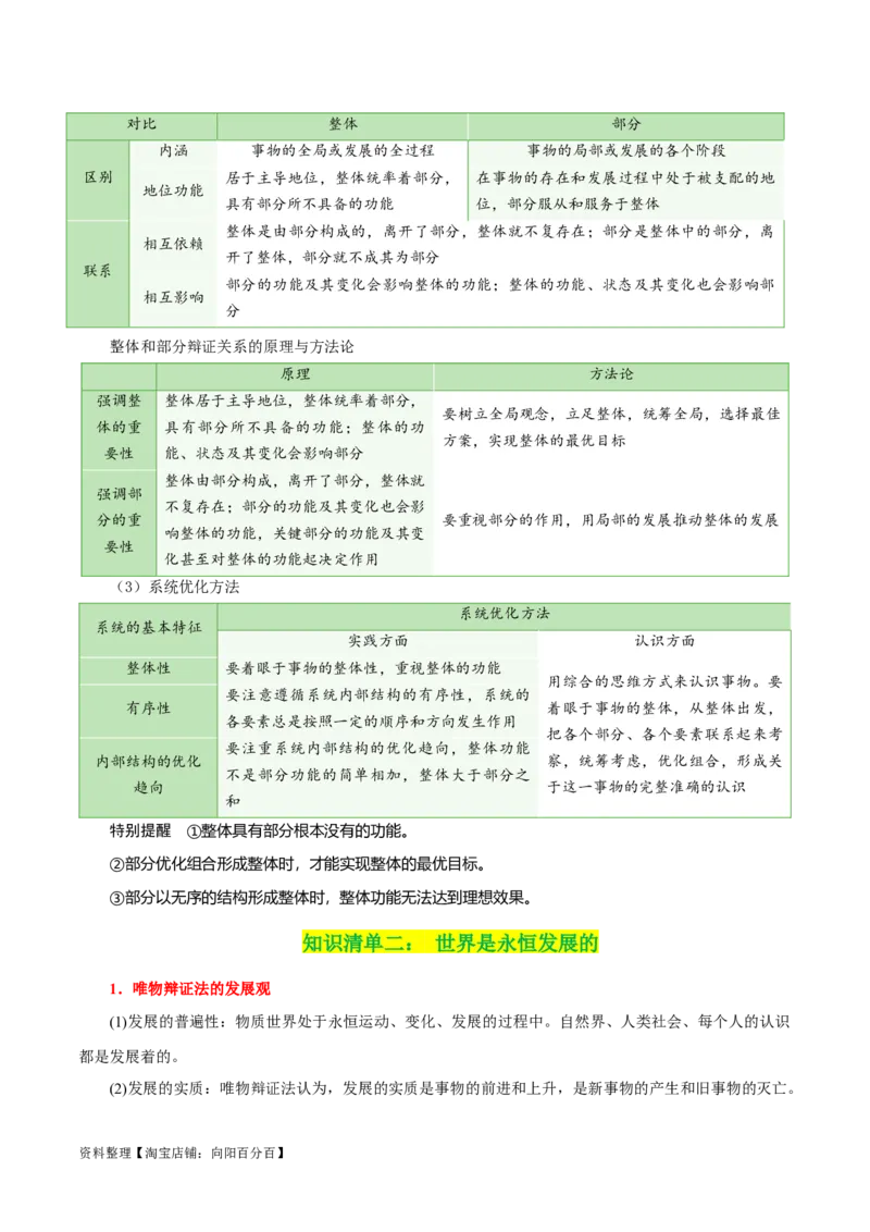 专题20把握世界的规律_新高考复习资料_2024年新高考资料_一轮复习资料_口袋书2024年高考政治一轮复习知识清单（新高考通用）