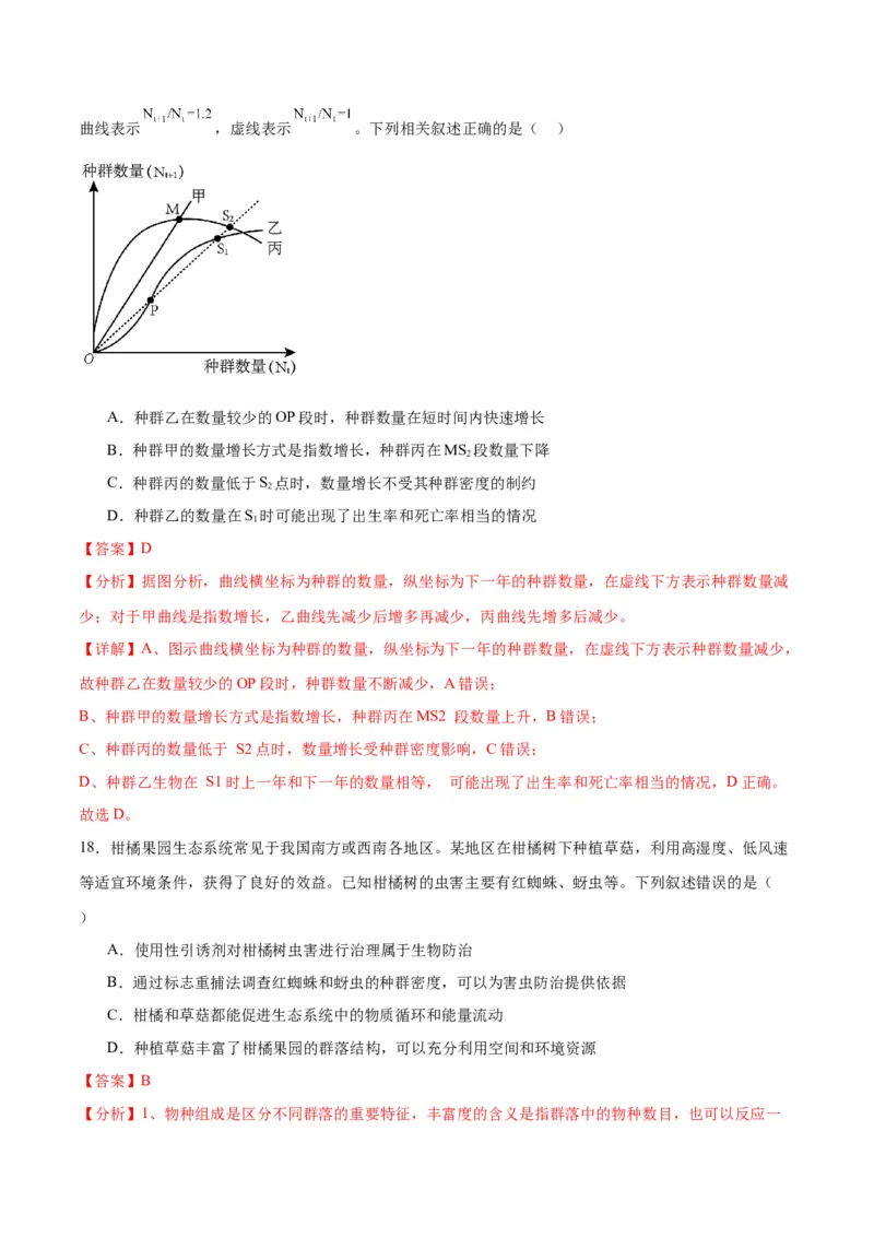 专题33种群（解析版)_2024年新高考资料_3.2024专项复习_备战2024年高考生物一轮复习重难点专项突破_专题33种群-备战2024年高考生物一轮复习重难点专项突破