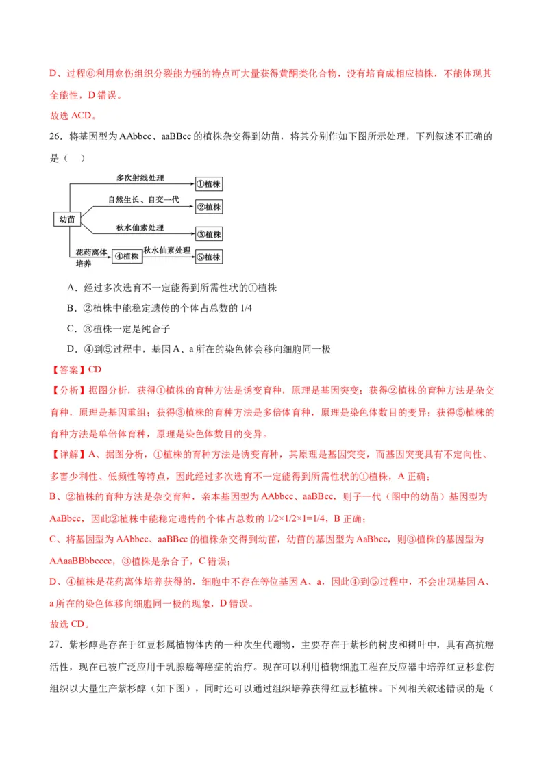 专题40植物细胞工程（解析版）_2024年新高考资料_3.2024专项复习_备战2024年高考生物一轮复习重难点专项突破_专题40植物细胞工程-备战2024年高考生物一轮复习重难点专项突破