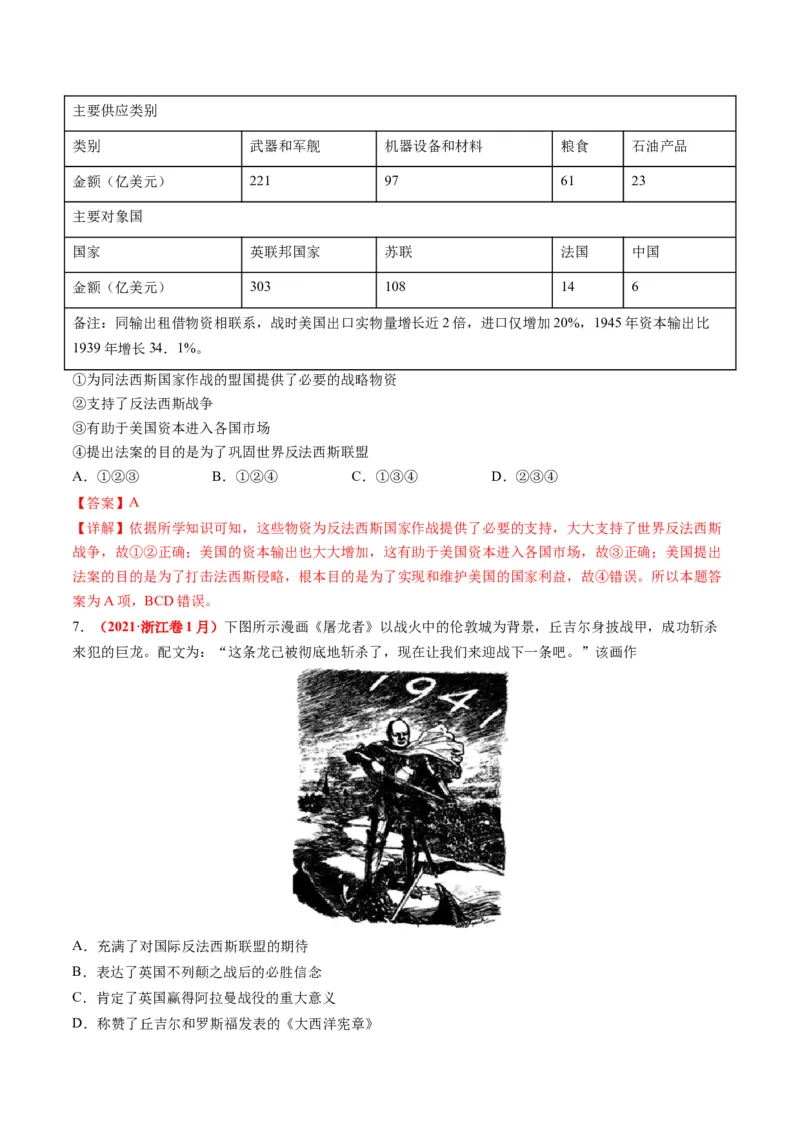 专题13世界大战与世界格局的演变（练习）（解析版）_2024年新高考资料_2.2024二轮复习_2024年高考历史二轮复习讲练测（新教材新高考）