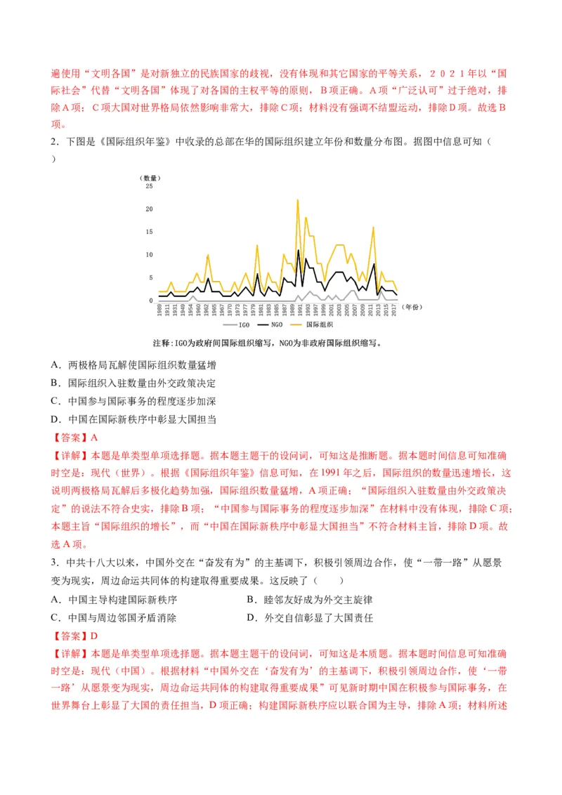 专题13世界大战与世界格局的演变（练习）（解析版）_2024年新高考资料_2.2024二轮复习_2024年高考历史二轮复习讲练测（新教材新高考）