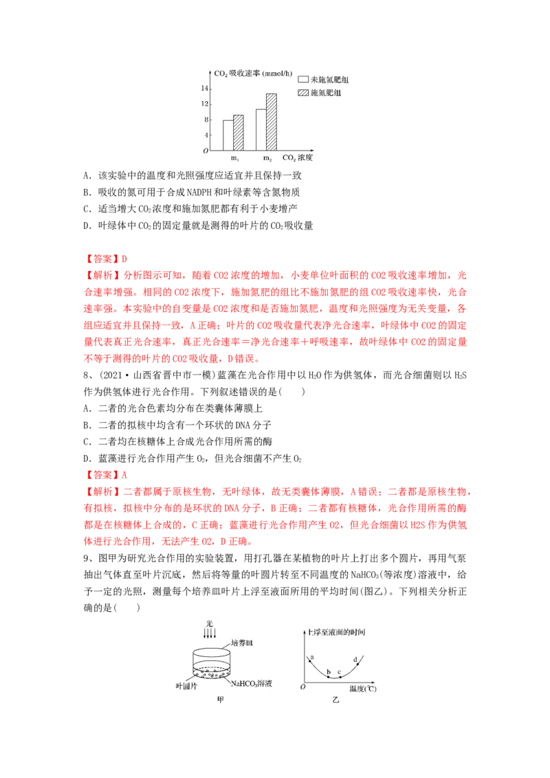 专题09光合作用（精练）（解析版）_2024年新高考资料_1.2024一轮复习_备战2024年高考生物一轮复习串讲精练（新高考专用）