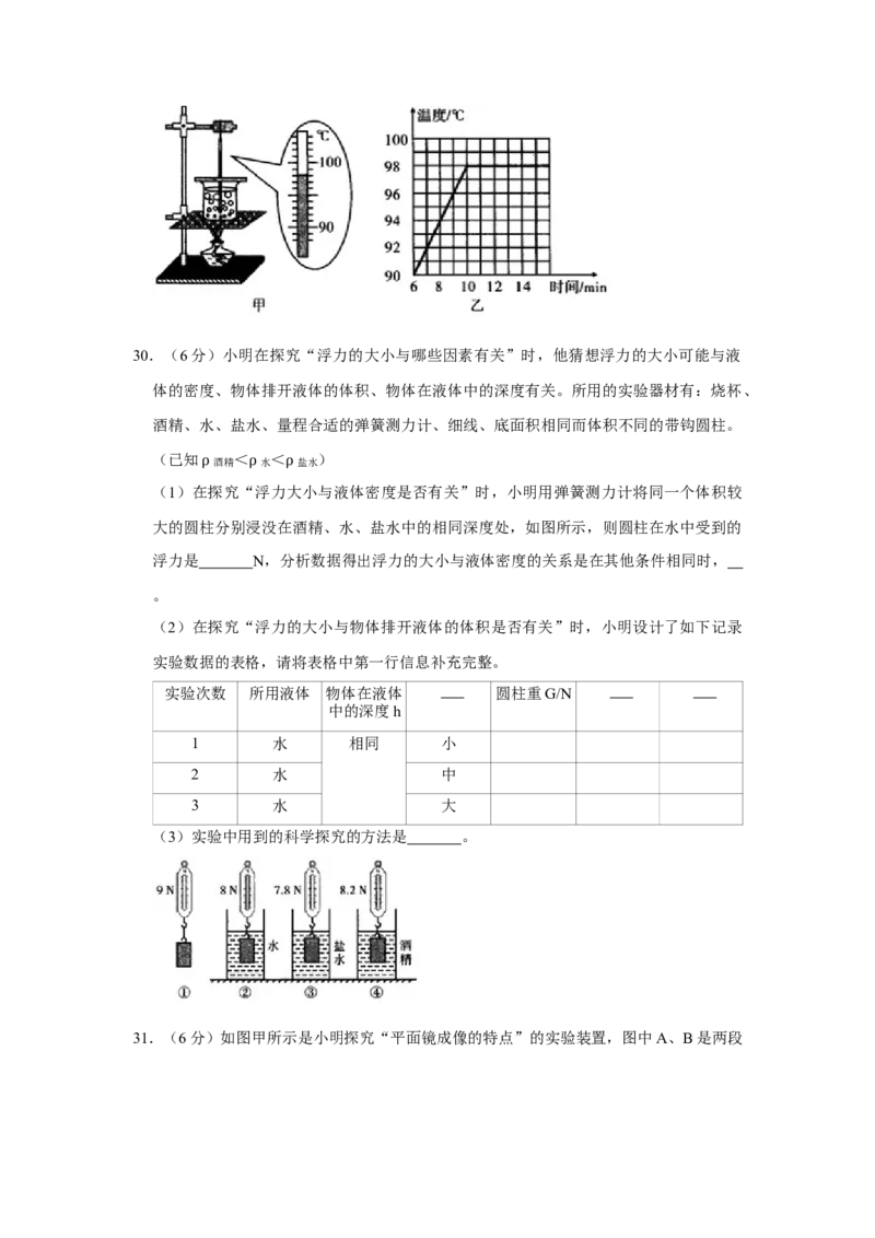 2019年辽宁省鞍山市中考物理试卷（空白卷）_4.2015-2025年中考物理_2.物理中考真题2015-2024年_地区卷_辽宁物理_辽宁物理_鞍山物理13-22