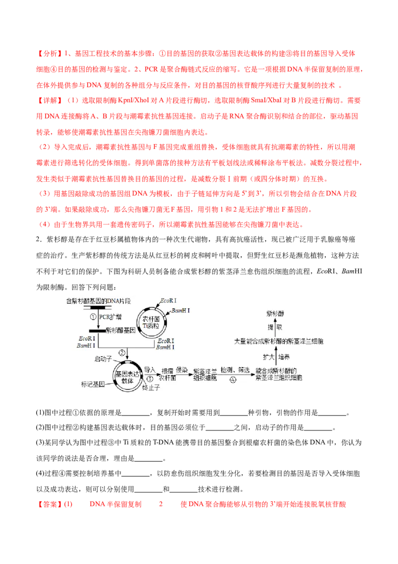 押新高考卷生物技术与工程（解析版）-备战2024年高考生物临考题号押题（新高考通用）_2024年新高考资料_5.2024三轮冲刺_备战2024年高考生物临考题号押题（新高考通用）322745222_668
