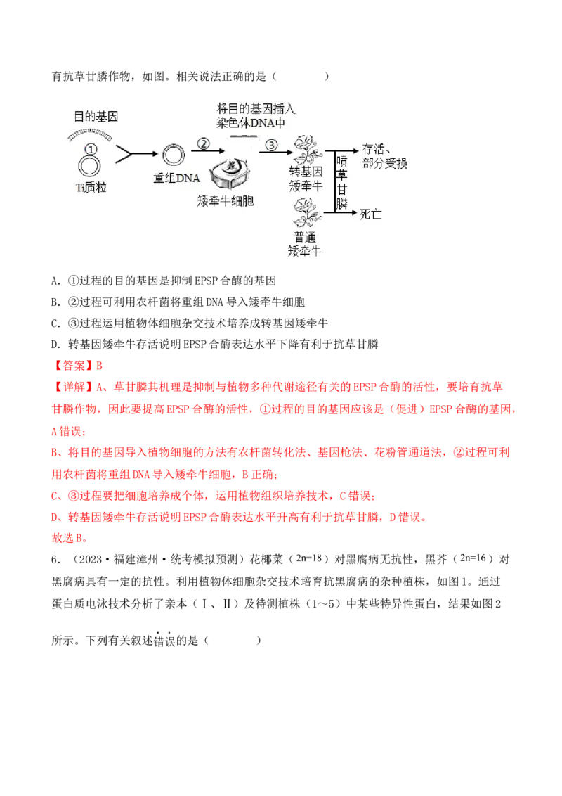 专题16植物细胞工程（解析版）_2024年新高考资料_3.2024专项复习_备战2024年高考生物一轮复习重难点突破讲解与训练（新教材）