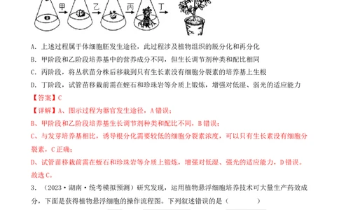 专题16植物细胞工程（解析版）_2024年新高考资料_3.2024专项复习_备战2024年高考生物一轮复习重难点突破讲解与训练（新教材）