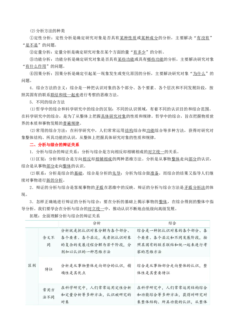 专题53把握辩证分合_新高考复习资料_2024年新高考资料_一轮复习资料_口袋书2024年高考政治一轮复习知识清单（新高考通用）