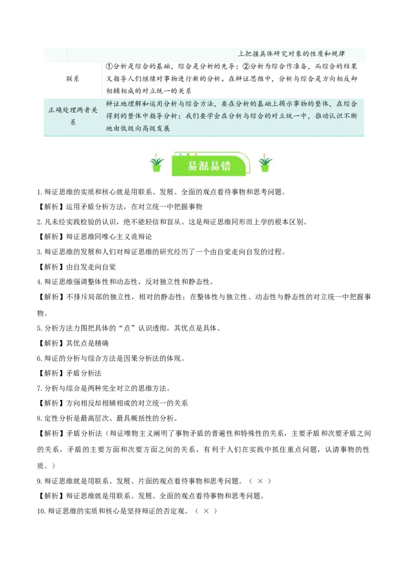 专题53把握辩证分合_新高考复习资料_2024年新高考资料_一轮复习资料_口袋书2024年高考政治一轮复习知识清单（新高考通用）