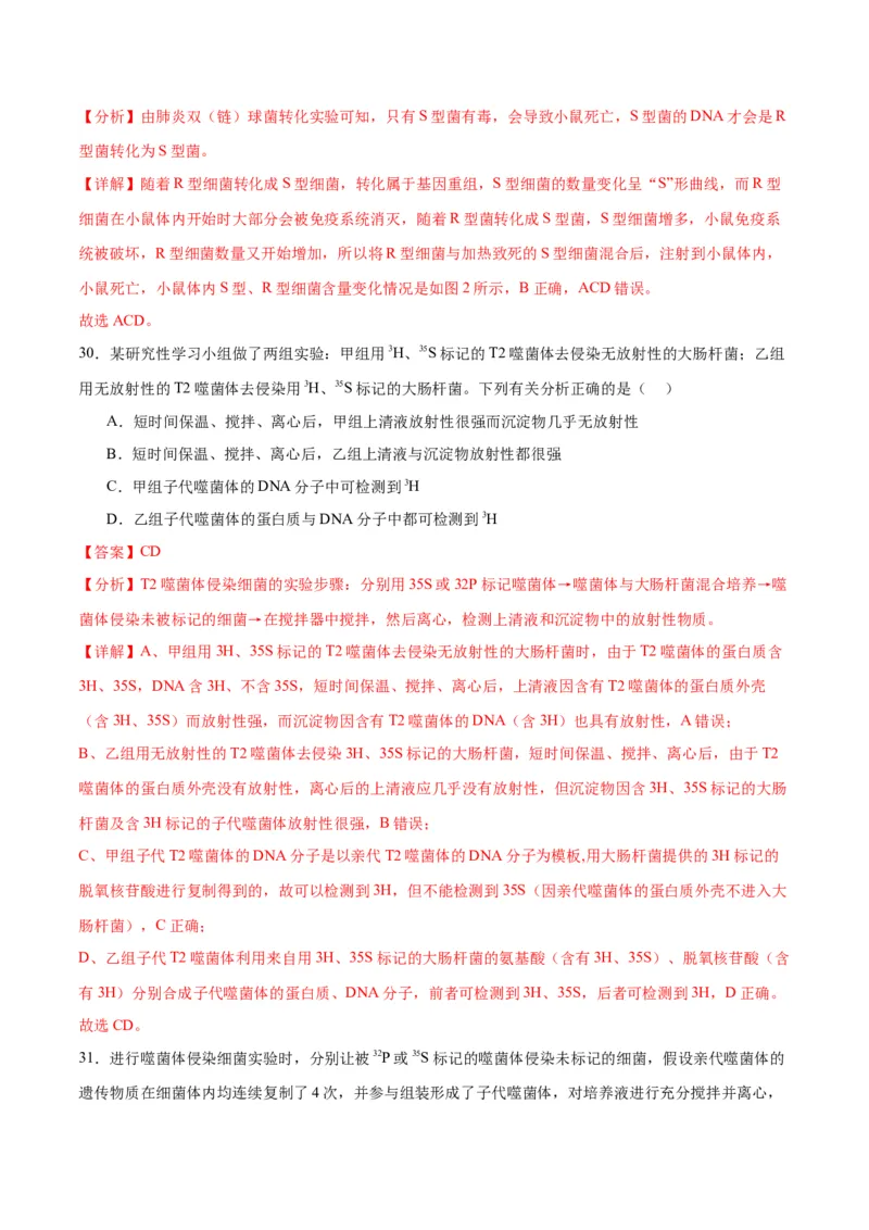 专题20DNA是主要的遗传物质（解析版)_2024年新高考资料_3.2024专项复习_备战2024年高考生物一轮复习重难点专项突破_专题20DNA是主要的遗传物质