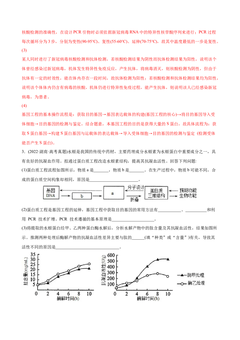 专题14生物技术与工程-2022年高考真题和模拟题生物分专题训练（教师版含解析）_2024年新高考资料_1.2024一轮复习_赠2022年高考生物真题与模拟题分类