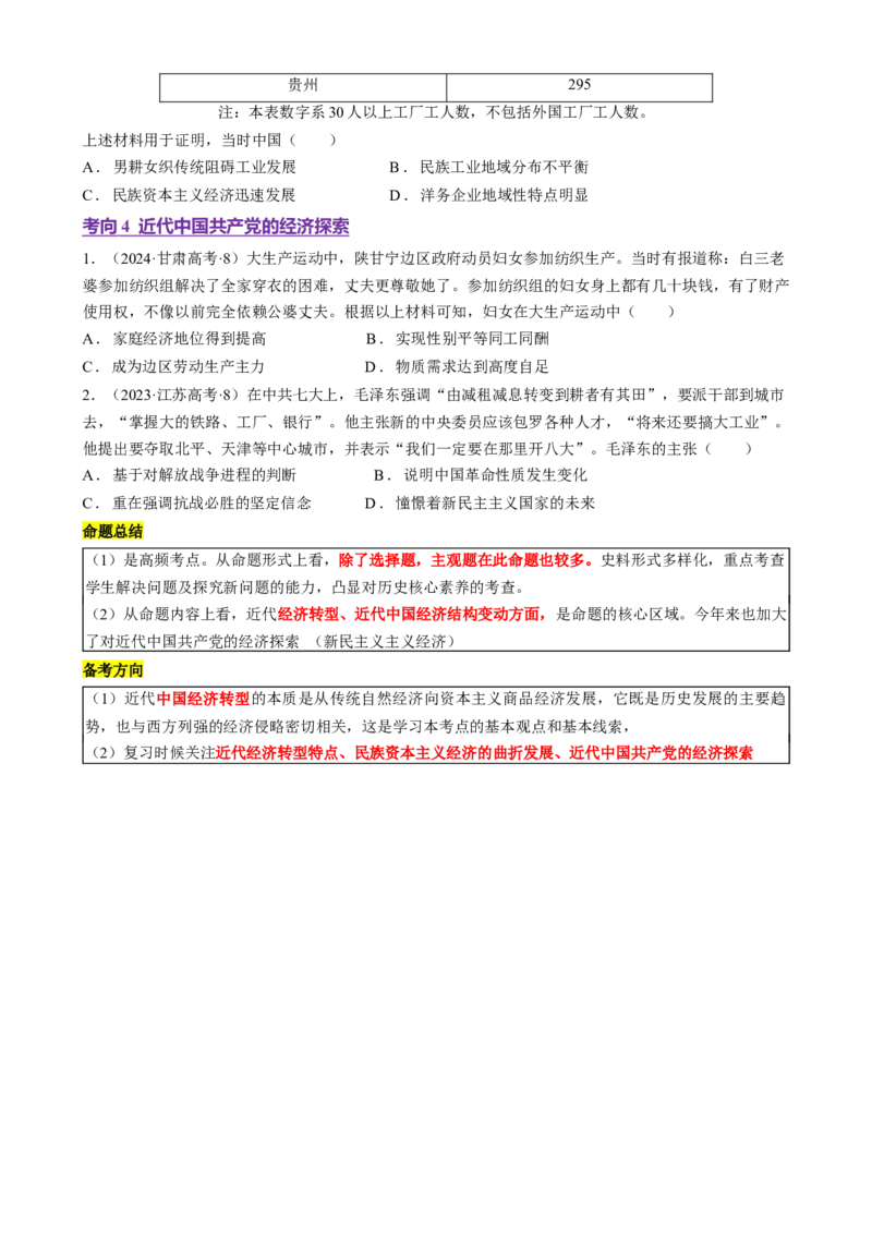 专题07冲击转型&mdash;中国近现代的经济转型与社会生活变迁（讲义）（原卷版）_2025年新高考资料_二轮复习_01高考语文等多个文件_上好课2025年高考历史二轮复习讲练测（新高考通用）