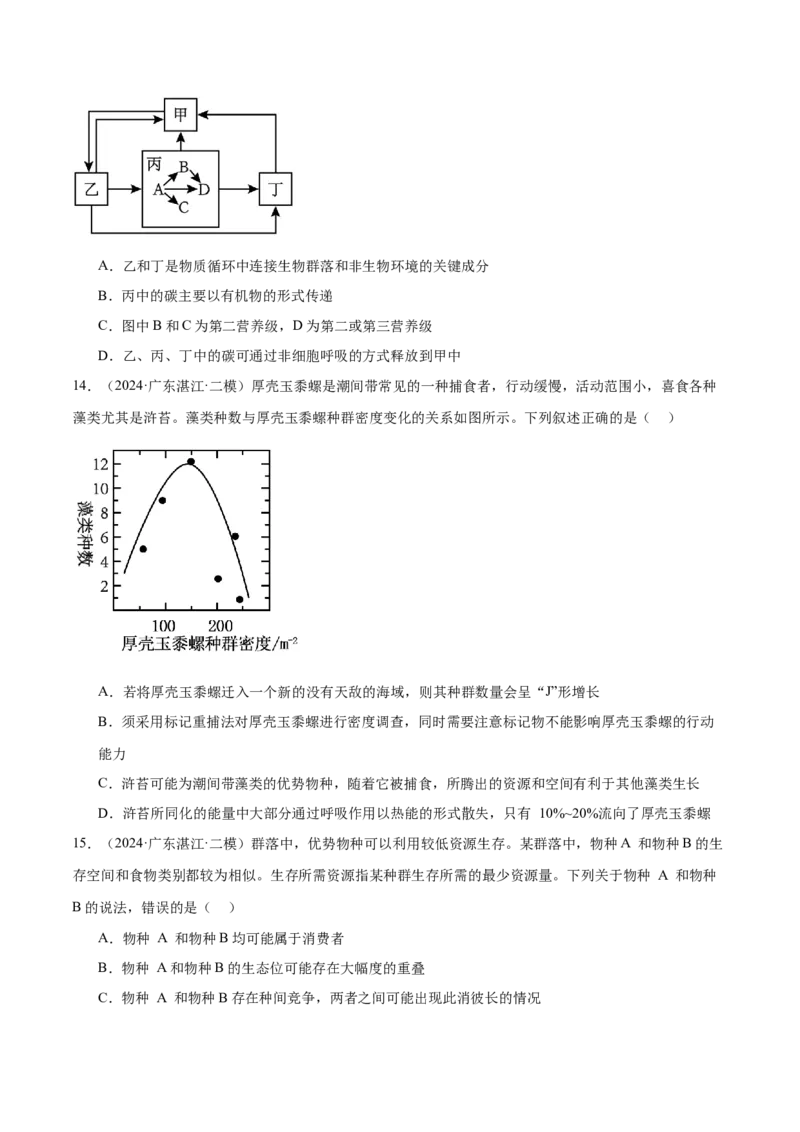押广东卷选择题生物与环境（原卷版）_2024年新高考资料_5.2024三轮冲刺_备战2024年高考生物临考题号押题（广东专用）323137816