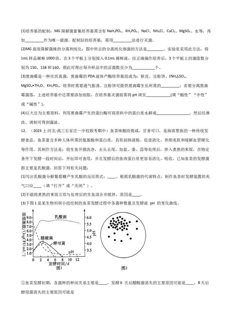 专题11发酵工程（原卷版）_2024年新高考资料_3.2024专项复习_2024年高考生物热点&middot;重点&middot;难点专练（新高考专用）
