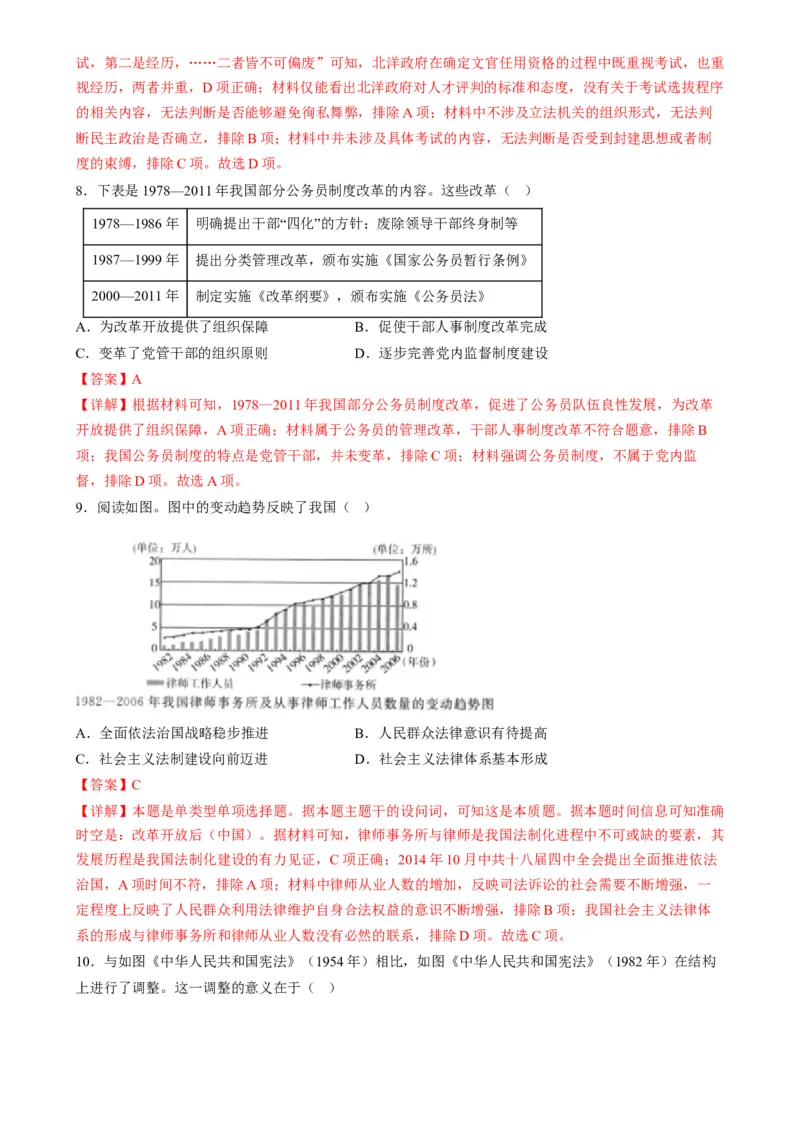 高考热点03制度自信，国家治理（练习）（解析版）_2024年新高考资料_2.2024二轮复习_2024年高考历史二轮复习讲练测（新教材新高考）