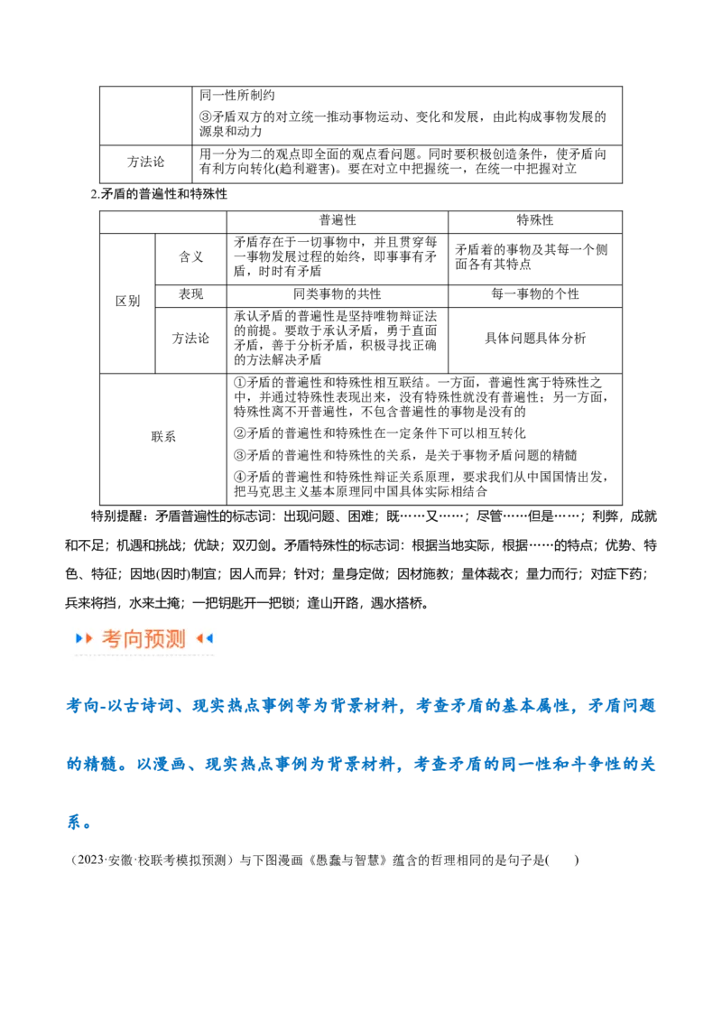 专题08矛盾篇&mdash;&mdash;唯物辩证法的实质与核心（讲义）（原卷版）_新高考复习资料_2024年新高考资料_二轮复习资料_讲义