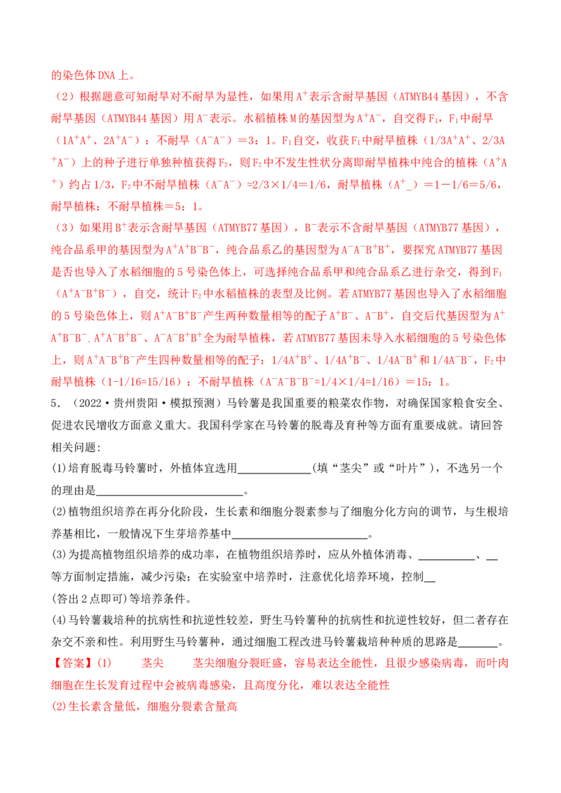 专题10生物技术与工程（解析版）_2024年新高考资料_2.2024二轮复习_2024年高考生物二轮热点题型归纳与变式演练（新高考通用）