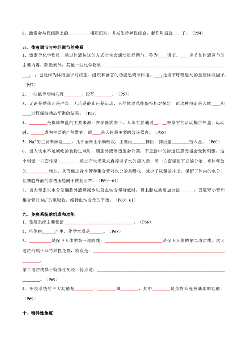 专题07动物生命活动调节（原卷版）_2024年新高考资料_3.2024专项复习_2024年高考生物热点&middot;重点&middot;难点专练（新高考专用）