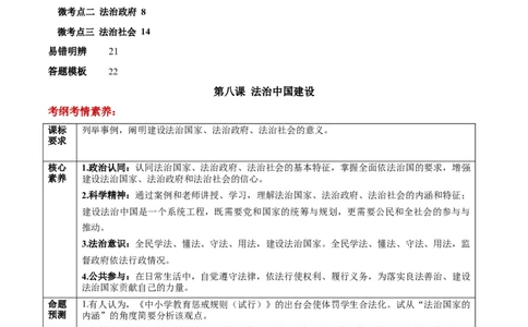 第08课法治中国建设（原卷版）(精讲）_新高考复习资料_2022年新高考资料_2022年高考政治一轮复习讲练测（新教材新高考）