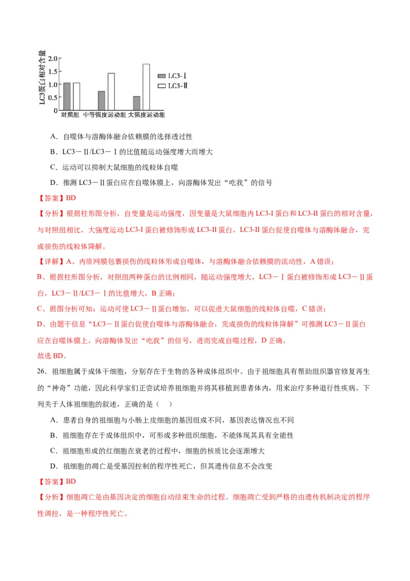 专题14细胞分化、衰老、凋亡和癌变（解析版)_2024年新高考资料_3.2024专项复习_备战2024年高考生物一轮复习重难点专项突破_专题14细胞分化、衰老、凋亡和癌变