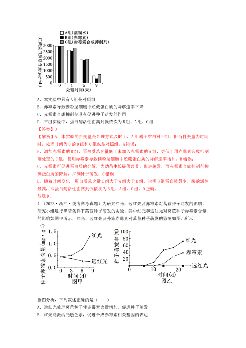 专题27植物生命活动的调节（串讲）（解析版）_2024年新高考资料_1.2024一轮复习_备战2024年高考生物一轮复习串讲精练（新高考专用）