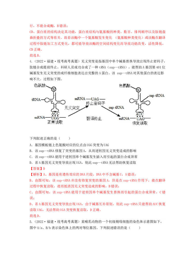 专题20基因突变和基因重组（串讲）（解析版）_2024年新高考资料_1.2024一轮复习_备战2024年高考生物一轮复习串讲精练（新高考专用）