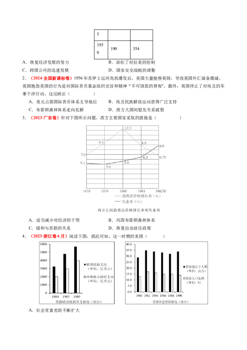 第32讲资本主义国家的新变化和社会主义国家的发展与变化（练习）（原卷版）_2025年新高考资料_一轮复习_2025年高考历史一轮复习讲练测（新教材新高考）（完结）_讲义+练习