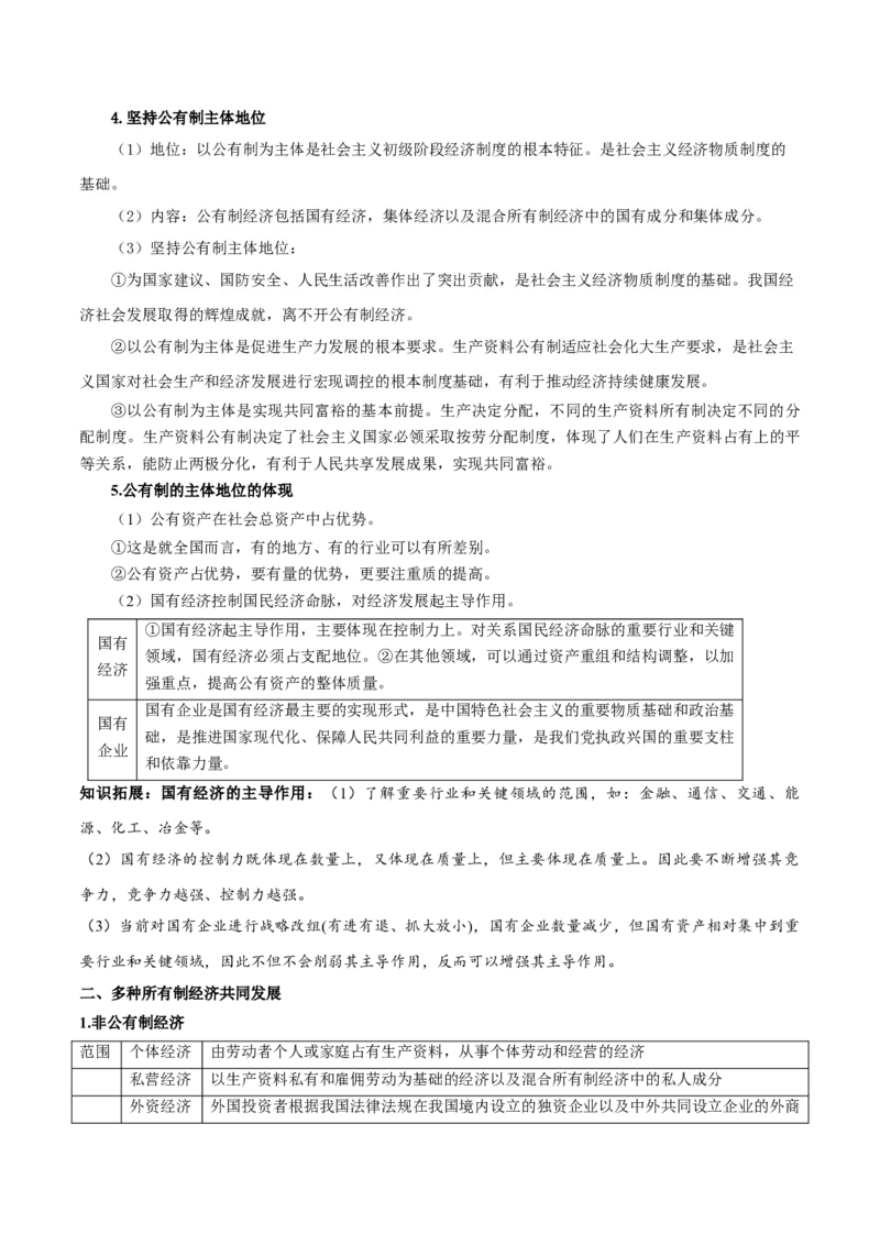 第01课我国的生产资料所有制（原卷版）(精讲）-2022年高考政治一轮复习讲练测（新教材新高考）_新高考复习资料_2022年新高考资料_2022年高考政治一轮复习讲练测（新教材新高考）