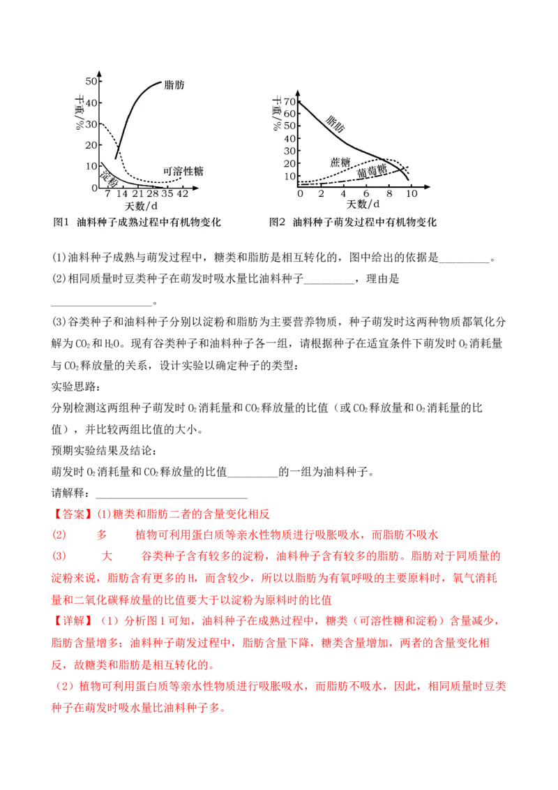 专题01细胞的分子组成（解析版）_2024年新高考资料_3.2024专项复习_备战2024年高考生物一轮复习重难点突破讲解与训练（新教材）