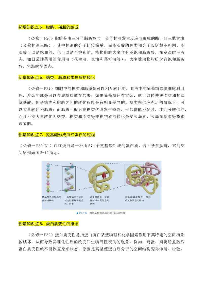 专题01++高中生物新增易考点-备战2024年高中生物考前必备锦囊（全国通用）++_2024年新高考资料_5.2024三轮冲刺_备战2024年高中生物考前必备锦囊（全国通用）