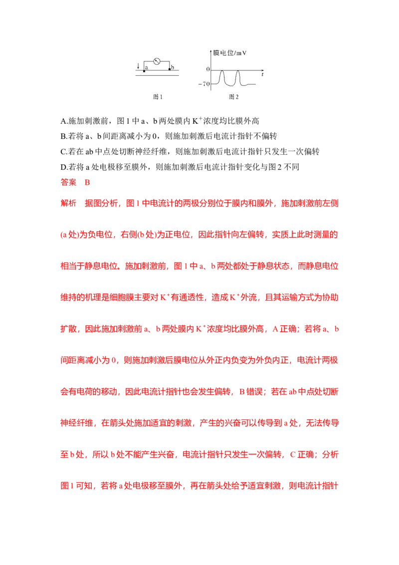 专题七神经调节重难集训（解析版）_2024年新高考资料_5.2024三轮冲刺_2024年高考生物考前最后冲刺