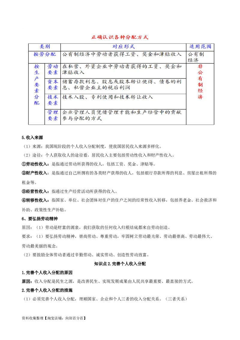 第四课我国的个人收入分配与社会保障（精品讲义）_新高考复习资料_2024年新高考资料_一轮复习资料_完2024年高考政治一轮复习考点帮（课件+讲义+练习）（新教材新高考）