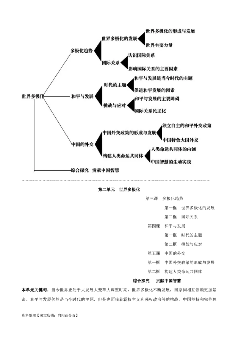 选择性必修1《当代国际政治与经济》-知识汇总2024年高考政治高效复习必备提纲（统编版）_新高考复习资料_2024年新高考资料_专项复习资料