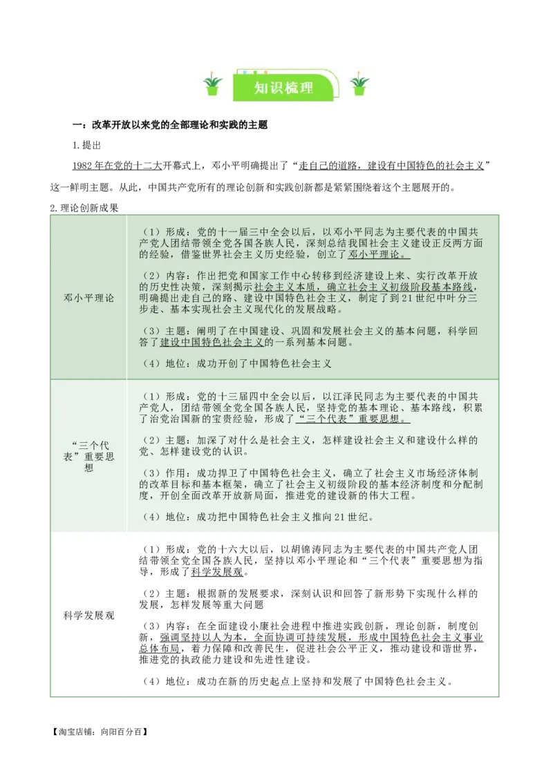 必修一《中国特色社会主义》知识清单-口袋书2024年高考政治一轮复习知识清单（新高考通用）_新高考复习资料_2024年新高考资料_专项复习资料