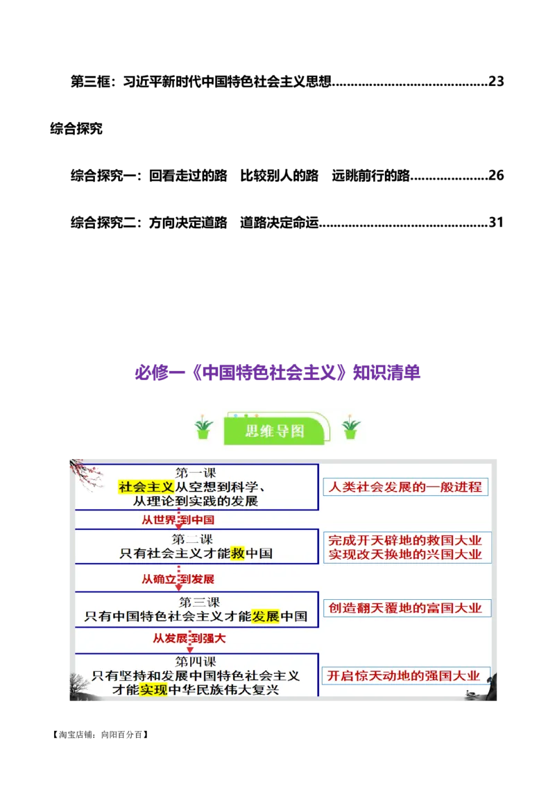 必修一《中国特色社会主义》知识清单-口袋书2024年高考政治一轮复习知识清单（新高考通用）_新高考复习资料_2024年新高考资料_专项复习资料