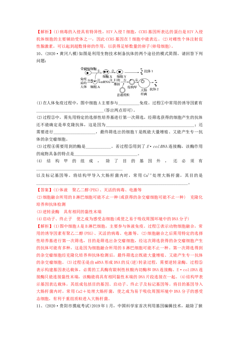 专题33细胞工程和胚胎工程（精练）（解析版）_2024年新高考资料_1.2024一轮复习_备战2024年高考生物一轮复习串讲精练（新高考专用）